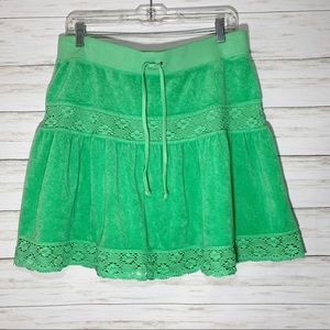 NWT Juicy Couture |  Green Terry Crochet Skirt | L